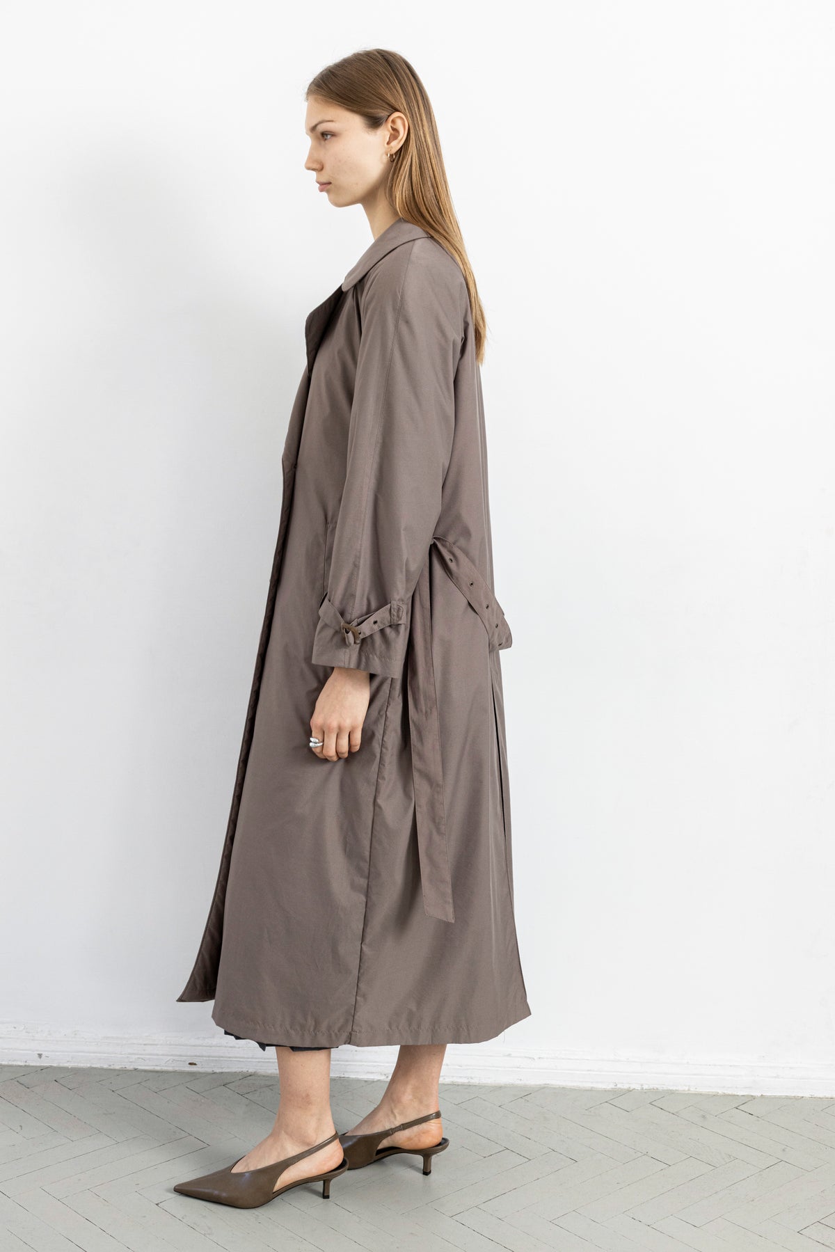 Vintage Taupe Padded Trench Coat