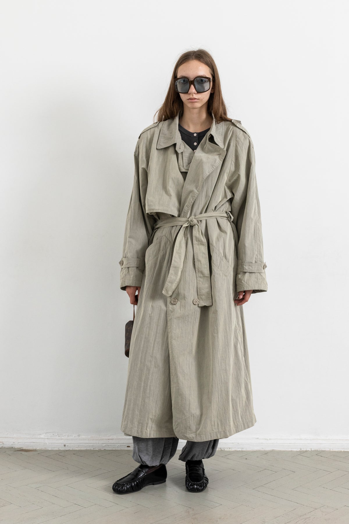 Vintage Olive Beige Trench Coat
