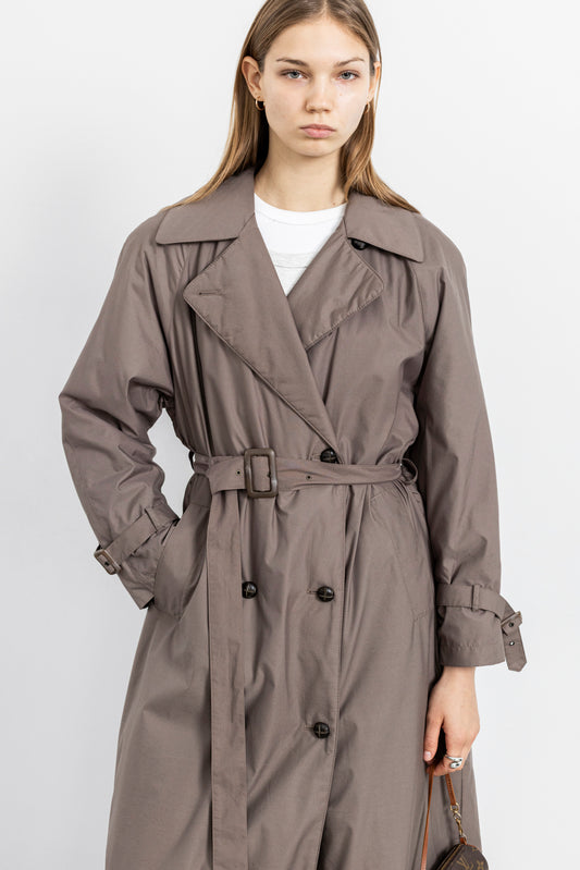 Vintage Taupe Padded Trench Coat