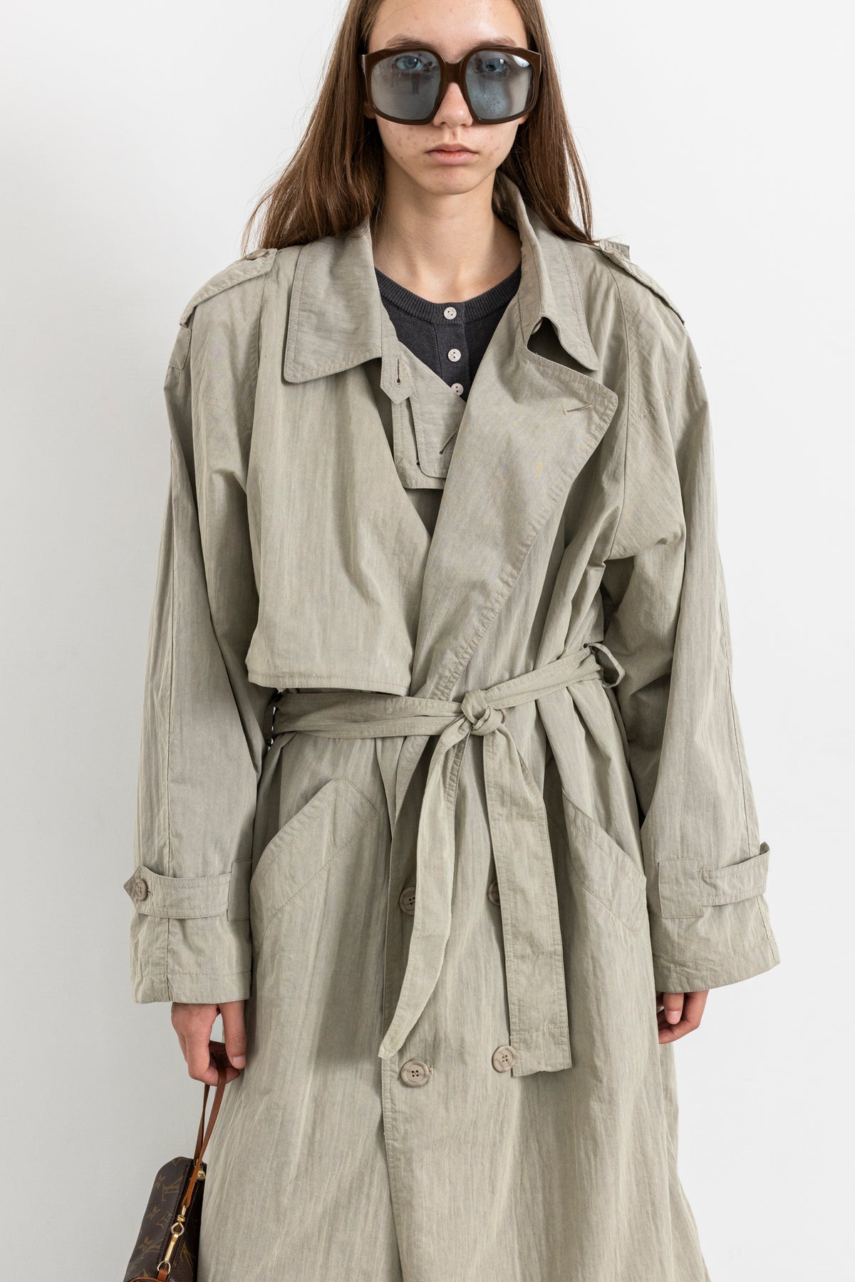 Vintage Olive Beige Trench Coat