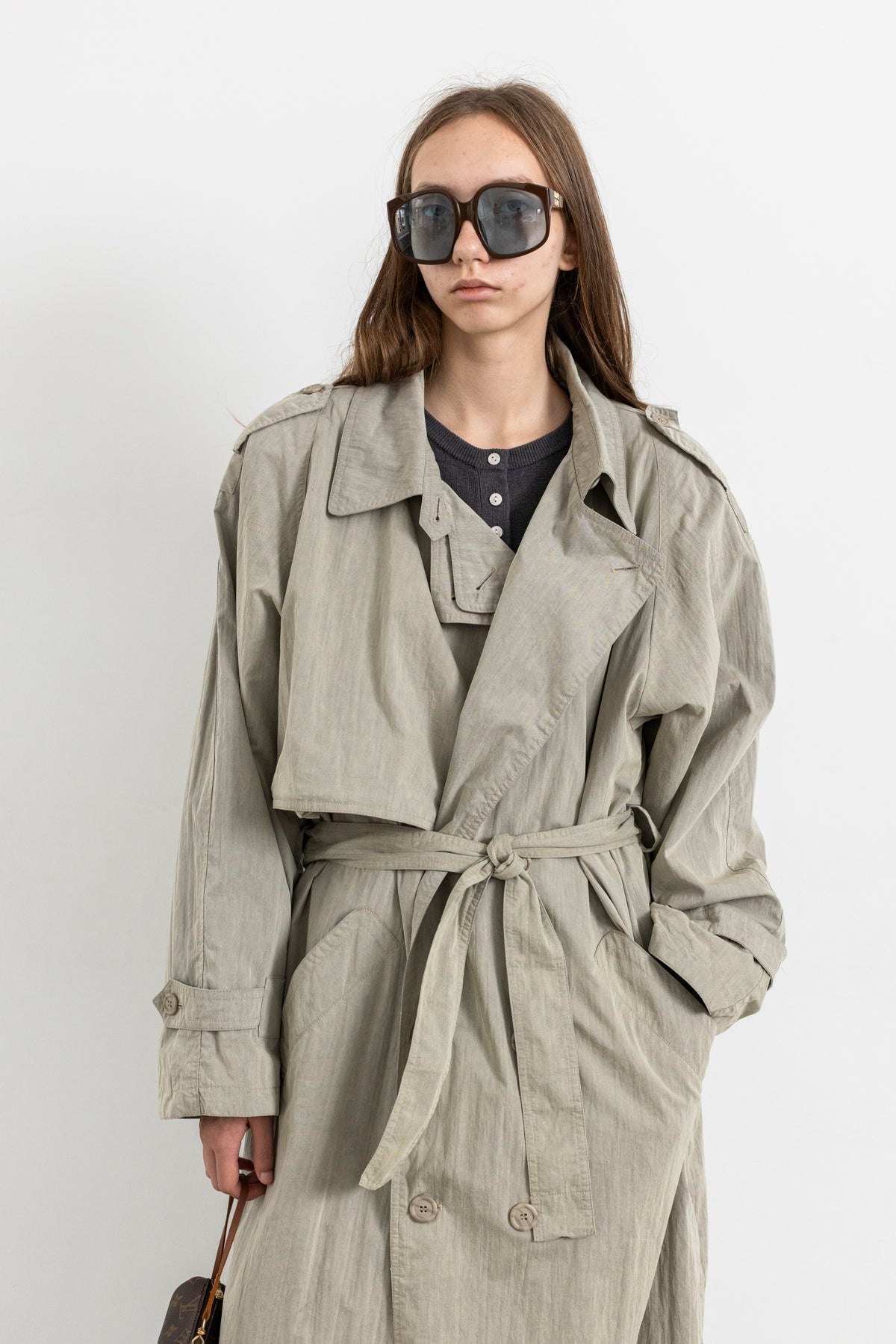Vintage Olive Beige Trench Coat