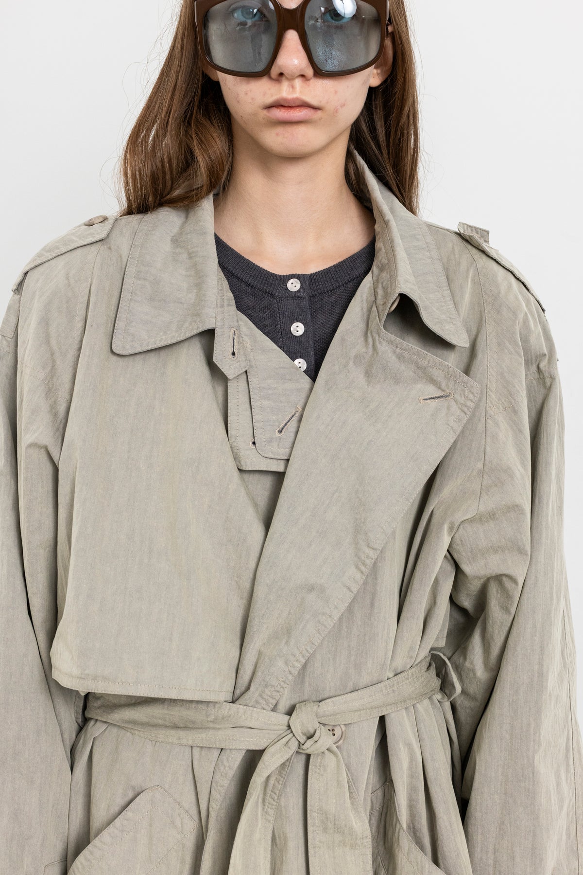 Vintage Olive Beige Trench Coat