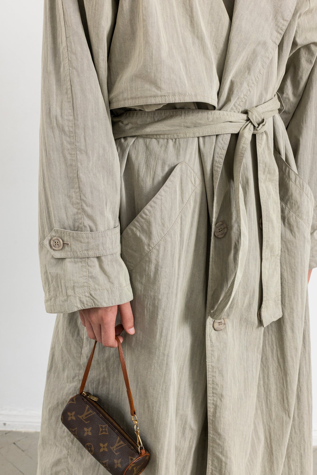 Vintage Olive Beige Trench Coat
